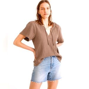 Madewell Women’s Pointelle Tie-Neck Tunic Top Sz Small